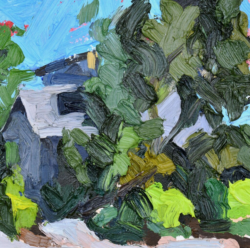 Sarah Arnold - 4th St Bungalow, 6" x 6" Oil on Panel