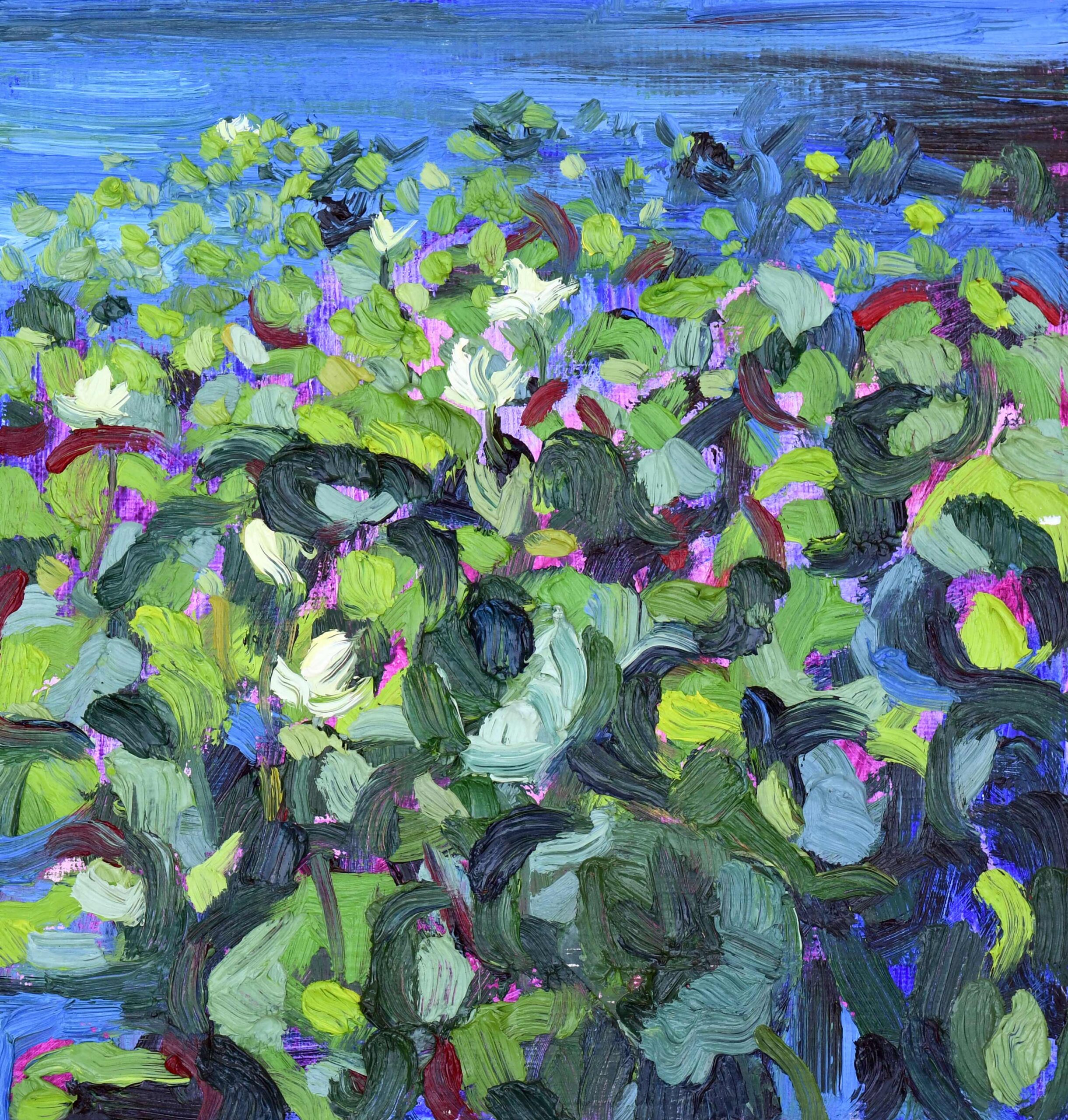 Sarah Arnold - Lotuses, 9.5" x 8" Oil on Panel